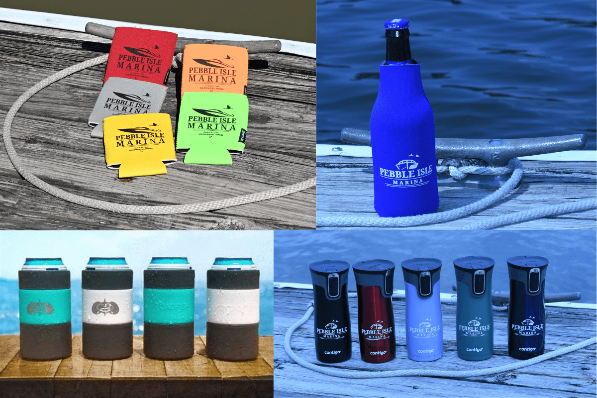 Kentucky Lake Boat Slip - Pebble Isle Ship Store - drink coozies and water bottles etc